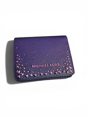 Michael Kors Studded Bifold Wallet - Navy Saffiano Leather